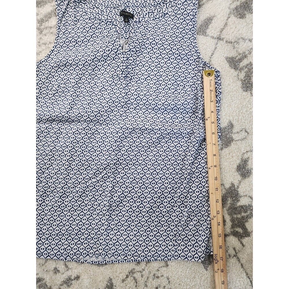 Talbots Med Blue White Shell Tank top Coastal Grandma Summer Nautical Sleeveless - Picture 6 of 7
